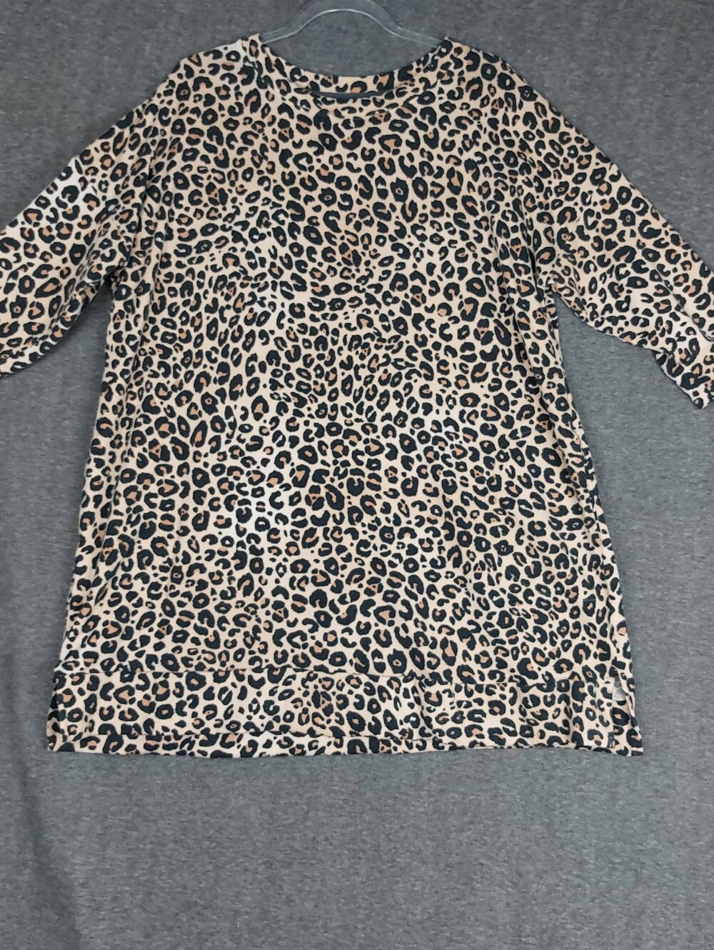 SIMPLY VERA WOMENS TAN LEOPARD ANIMAL PRINT 3/4 SLEEVE LOUNGE DRESS NIGHT GOWN L - Picture 1 of 10